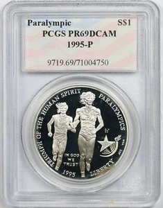 1995-P Paralympics Blind Runner $1 PCGS PR69DCAM Modern Commemorative Silver  - Picture 1 of 2