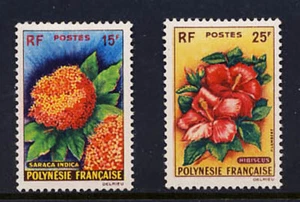 French Polynesia 1962 Flowers Stamp Set #196-97 CV $40 MH FREE Ship after 1st Lo - Picture 1 of 1