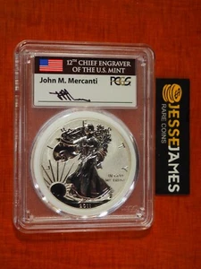 2011 P REVERSE PROOF SILVER EAGLE PCGS PR70 JOHN MERCANTI MINT ENGRAVER SERIES - Picture 1 of 2