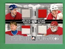 2010-11 IN THE GAME 80'S DECADES ROY CHELIOS MACINNIS VERNON QUAD JERSEY SILVER