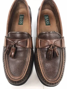 Vintage Bass Mens Leather Loafers Tassel Kiltie Slip On Shoes Size 8 1/2 M - Picture 1 of 12