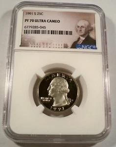 1991-S NGC PF70UCAM WASHINGTON QUARTER PROOF ULTRA CAMEO 25c PR 70 DC - Picture 1 of 4