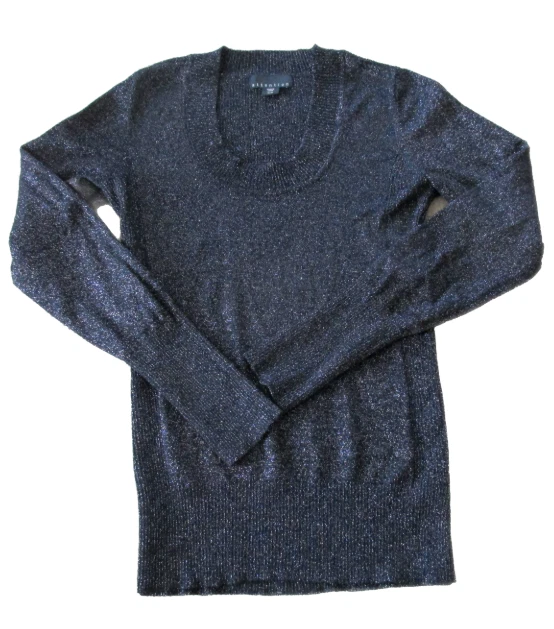 Suéter Atención Mujer Mediano Negro Manga Larga Brillo Brillante Pullover Camisa Foto 1 de 4