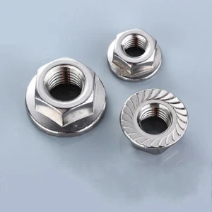 M6 x 1,0 mm Teilung A4 316 Edelstahl gezahnt Flanschmuttern Muttern Sechskantschloss - Bild 1 von 6