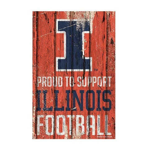 Illinois Fighting Illini 11"x17" Proud to Support Wood Sign [NEW] Banner Wall Cover