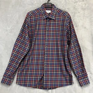 Eton Shirt Mens Size 44 / 17½ (XL) Blue Red Check Cotton - Picture 1 of 7