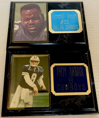 Tarjetas de colección NFL Dallas Cowboys Troy Aikman Emmitt Smith PLACAS DE PARED 7"x5" Foto 1 de 4