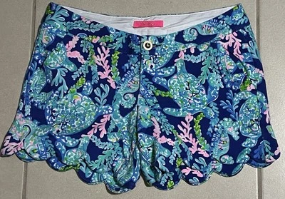 Pantalones Cortos Lilly Pulitzer Buttercup 5” Tejido Elástico Córcega Azul Tortuga Villa Talla 4 Foto 1 de 4