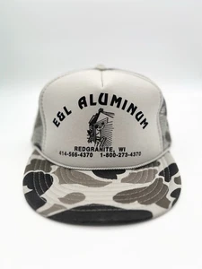 Vintage 80s E&L Aluminum Trucker Hat Redgranite WI Camo Snapback - Bild 1 von 13