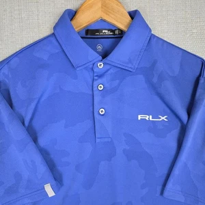 Polo RLX Ralph Lauren uomo blu mimetica grande traspirante golf manica corta - Foto 1 di 11