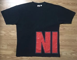 Vintage 90s RARE Nike Big Side Print Spell Out Logo T-Shirt Mens XL Black Crew - Picture 1 of 11