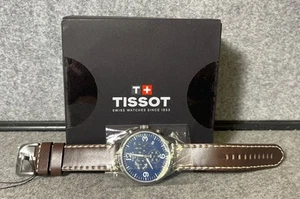 Tissot Men's Chrono XL Blue Dial Brown Leather Strap Watch - Picture 1 of 7