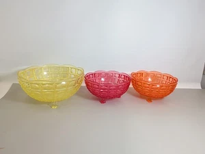 (3) Regaline Foed Bowl plastica arancio giallo rosa anni 60 MCM RETRO lotto - Foto 1 di 7