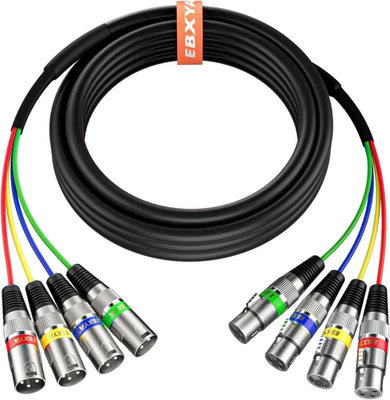 EBXYA 15Ft 4 Channel Snake - Premium XLR Male to Female Snake Cable for Live, Re - Image 1 of 4