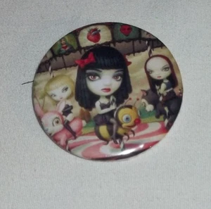 Jack Off Jill Clear Hearts Grey Flowers 2" pin button goth 90s new - Picture 1 of 1