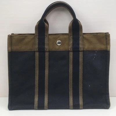 Mini Bolso de Mano HERMES Fooltoe PM Caqui/Negro Lona Estado Foto 1 de 4