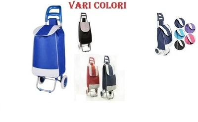 CARRELLO TROLLEY PORTASPESA RICHIUDIBILE TINTA UNITA PORTA SPESA RUOTE - Immagine 1 di 4
