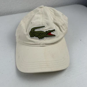 Lacoste Hat Cap Strap Back White Green Big Gator Logo Twill Dad Baseball Adult - Picture 1 of 7
