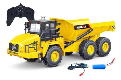 Huina 1:16 RC Articulated Dump Truck Tipper Lorry - 11 Function, LED Lights - Image 1 of 4