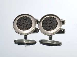 Gemelli Chopard Mille Miglia acciaio inox e gomma nero e argento in scatola - Foto 1 di 11