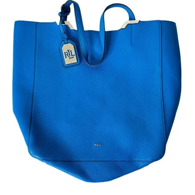 Bolso de Mano Ralph Lauren Para Mujer Cuero Guijarro Azul - Grande Foto 1 de 4
