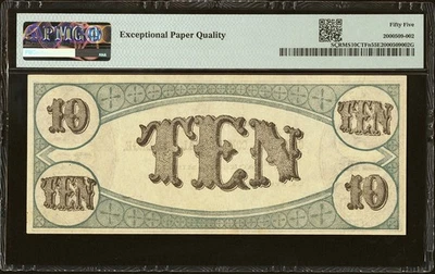 1880's - 1890's $10 Jackson, Mississippi Capital Commercial College PMG 55 EPQ - Image 1 of 2