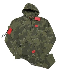 Hugo Boss Red Label Green All Over Print Pullover Hoodie & Cargo Jogger Set - Picture 1 of 9