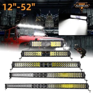 For Jeep AUXBEAM 12" 22 32 42 52" Dual Row LED Work Light Bar Spot Flood Driving - Picture 1 of 17