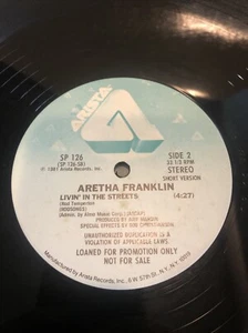 Aretha Franklin Livin In The Streets LP 1981 Promo Cleaned - Picture 1 of 7