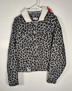 Disney Mujer Chaqueta XL Leopardo Estampado Gris Mickey Mouse Botones y Abrigo Acento  - Imagen 1 de 10