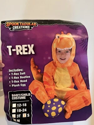 Disfraz de dinosaurio infantil T-Rex traje para niños talla pequeña. No incluye huevo Foto 1 de 4