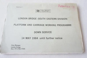London Bridge Platform & Carriage Working Programme Railway Notice Southern 1984 - Imagen 1 de 7