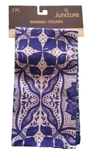 Juego de 2 Bandanas Juncture Azul 20" X 20" Nuevo Boho Clásico - Imagen 1 de 2