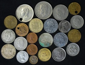 Lote de 23 Monedas Extranjeras Mundiales España Canadá Bélgica Alemania Italia etc. - Imagen 1 de 2