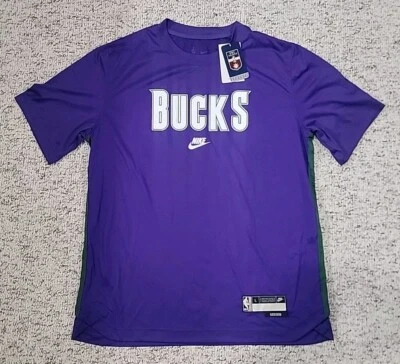 Nike Milwaukee Bucks Classic Edition Shooting Shirt DN9469-504 Mens Size Large - Image 1 of 4
