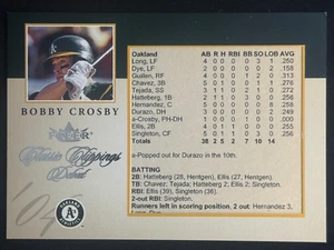 BOBBY CROSBY 2004 Fleer Classic Clippings Rookie Debut Box Score Insert #/500 - Picture 1 of 2