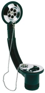 Bath Waste, Brass Plug Ball Chain with Overflow Chrome - Picture 1 of 1