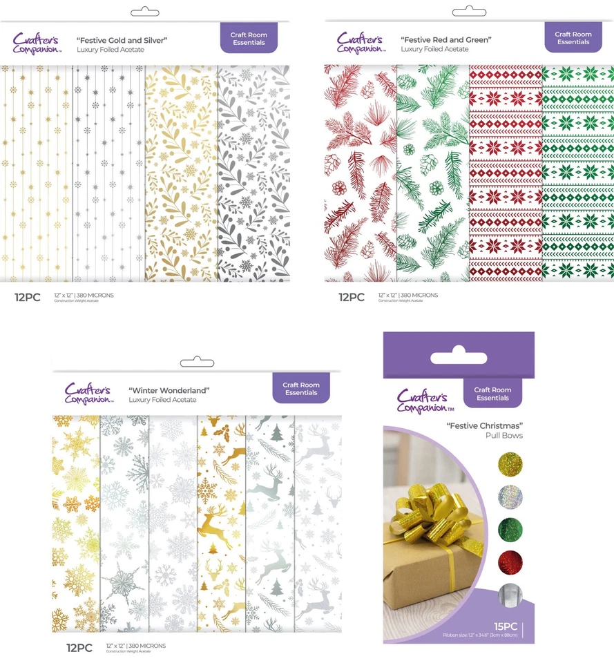 CRAFTER'S COMPANION Crafters Companion - Christmas Acetate 12" x 12" or Pull Bows