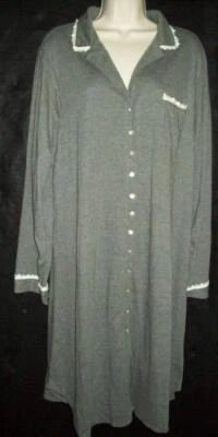 NUEVO CON ETIQUETAS VESTIDO EILEEN WEST ALGODÓN POLI JERSEY TEJIDO L/SLV CORTO 41" GRIS HEA 603919 3X Foto 1 de 4