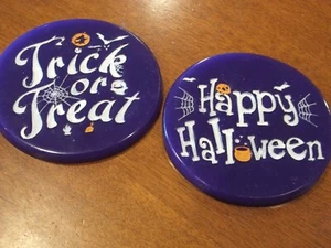 HANCRAFTED SET 2 HALLOWEEN RESIN COASTERS PURPLE - Picture 1 of 3