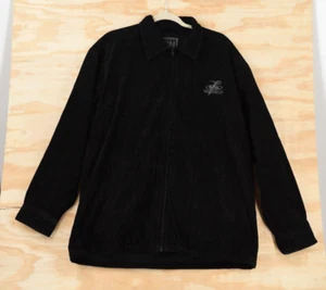 Vintage LAS VEGAS Embroidered MGM Velvet Mens Medium Fleece Lined Bomber Jacket - Picture 1 of 23