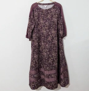 J. Jill Pure Jill Ecovero Satin Maison Midikleid Paisley Print Lila XSP - Bild 1 von 9
