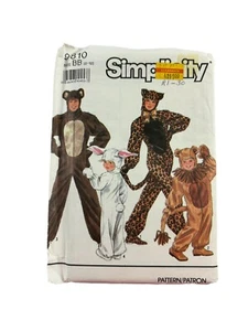 Simplicity 9810 Erwachsene Kind Kostüm Nähmuster Hase Löwe Bär Leopard ungeschnitten - Bild 1 von 2