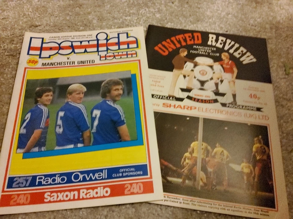 IPSWICH TOWN vs MANCHESTER UNITED HOME & AWAY FOOTBALL PROGRAMME 1985  - Image 1 of 4