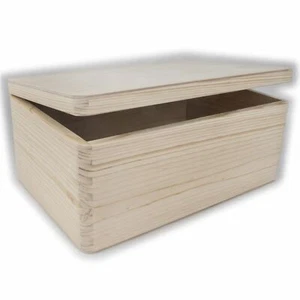 Cofre de almacenamiento abierto de madera lisa / 30x20x13 cm / caja de recuerdos para decorar artesanías - Imagen 1 de 11