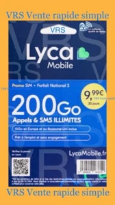 Lyca Carte SIM Prépayée avec 200Go /Appel Sms illimités 4-5G /30 jour inclus - Zdjęcie 1 z 9
