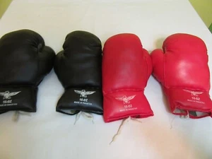 Red and Black 2 Pair 16 oz Boxing Gloves Made in Pakistan - Picture 1 of 7
