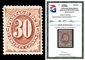 Scott J20 1884 30c Red Brown Postage Due Mint Graded XF 90 LH with PSE, PF CERTS - Picture 1 of 4