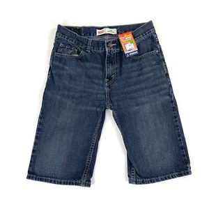 Boys Levi 505 Regular Shorts Blue Jeans Distressed Denim Size 18 Reg 29” EUC - Picture 1 of 8