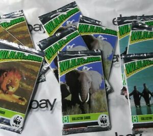 10 Vintage Rare90s Panini Wildlife In Danger WWF Trading Card Booster Pack Lot